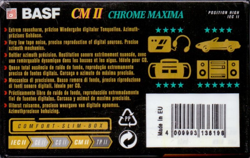 Compact Cassette BASF CM II Chrome Maxima 90 Type II Chrome 1995 Europe