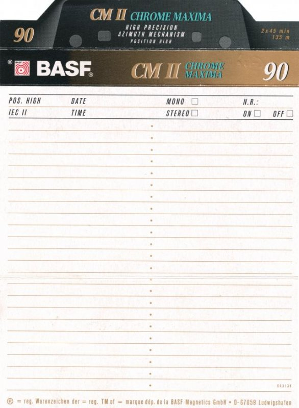 Compact Cassette: BASF  - CM II 90