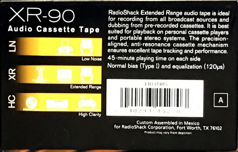 3 pack Radio Shack XR 90 "440-0985" Type I Normal 1997 USA
