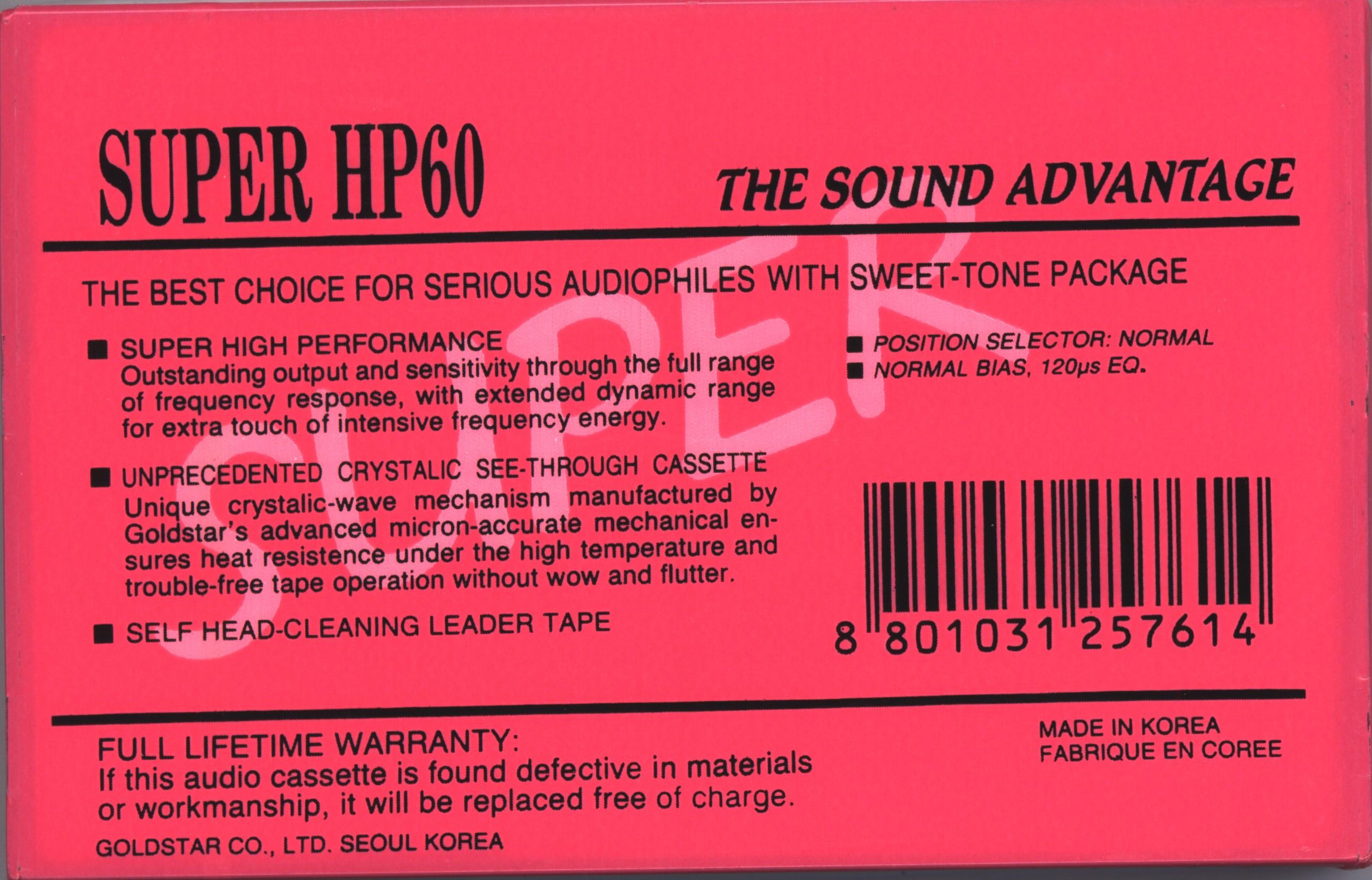 Compact Cassette Goldstar HP 60 "Super Pink" Type I Normal 1991 Europe