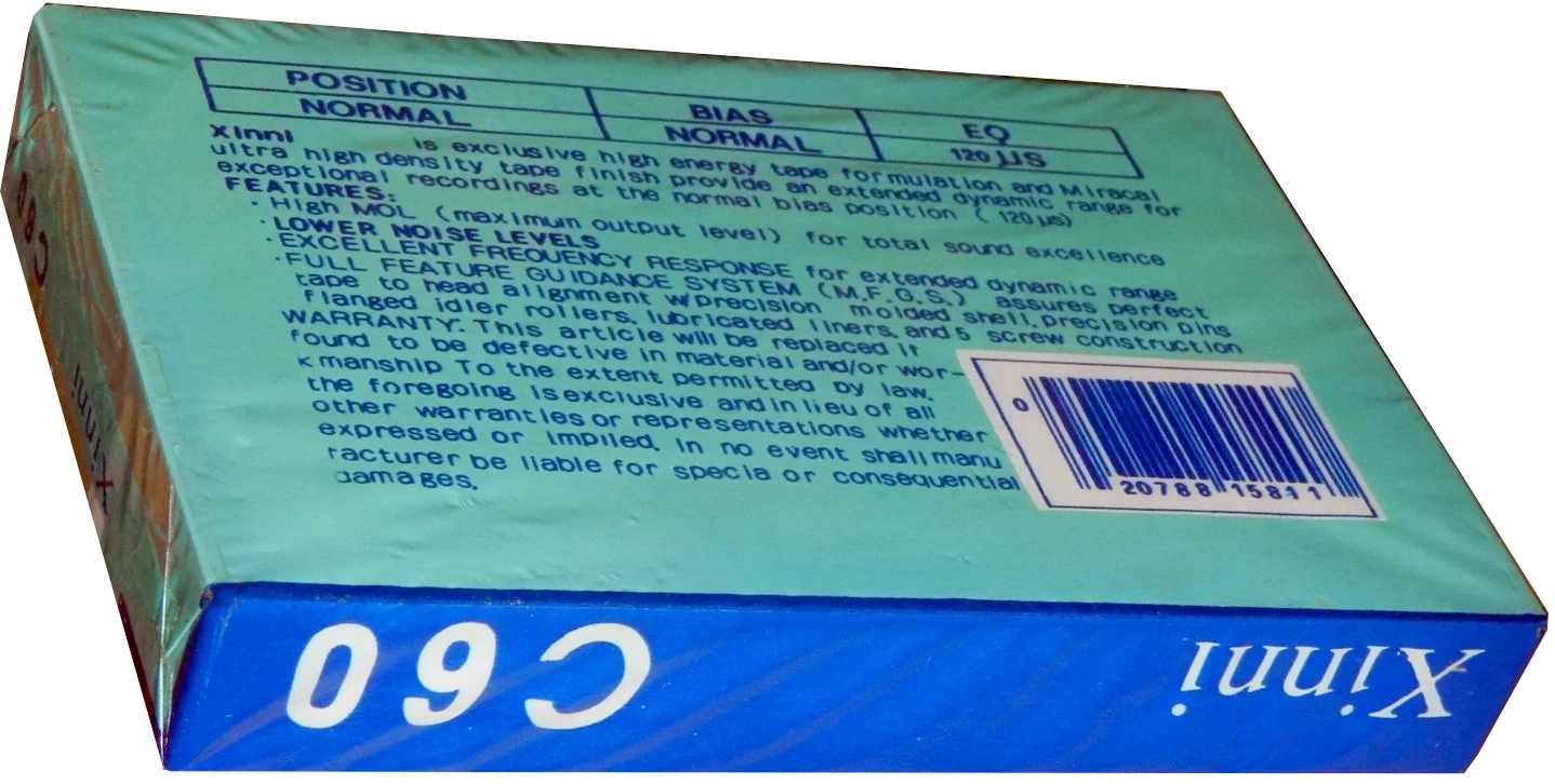 Compact Cassette Xinni 60 Type I Normal 1991 USA
