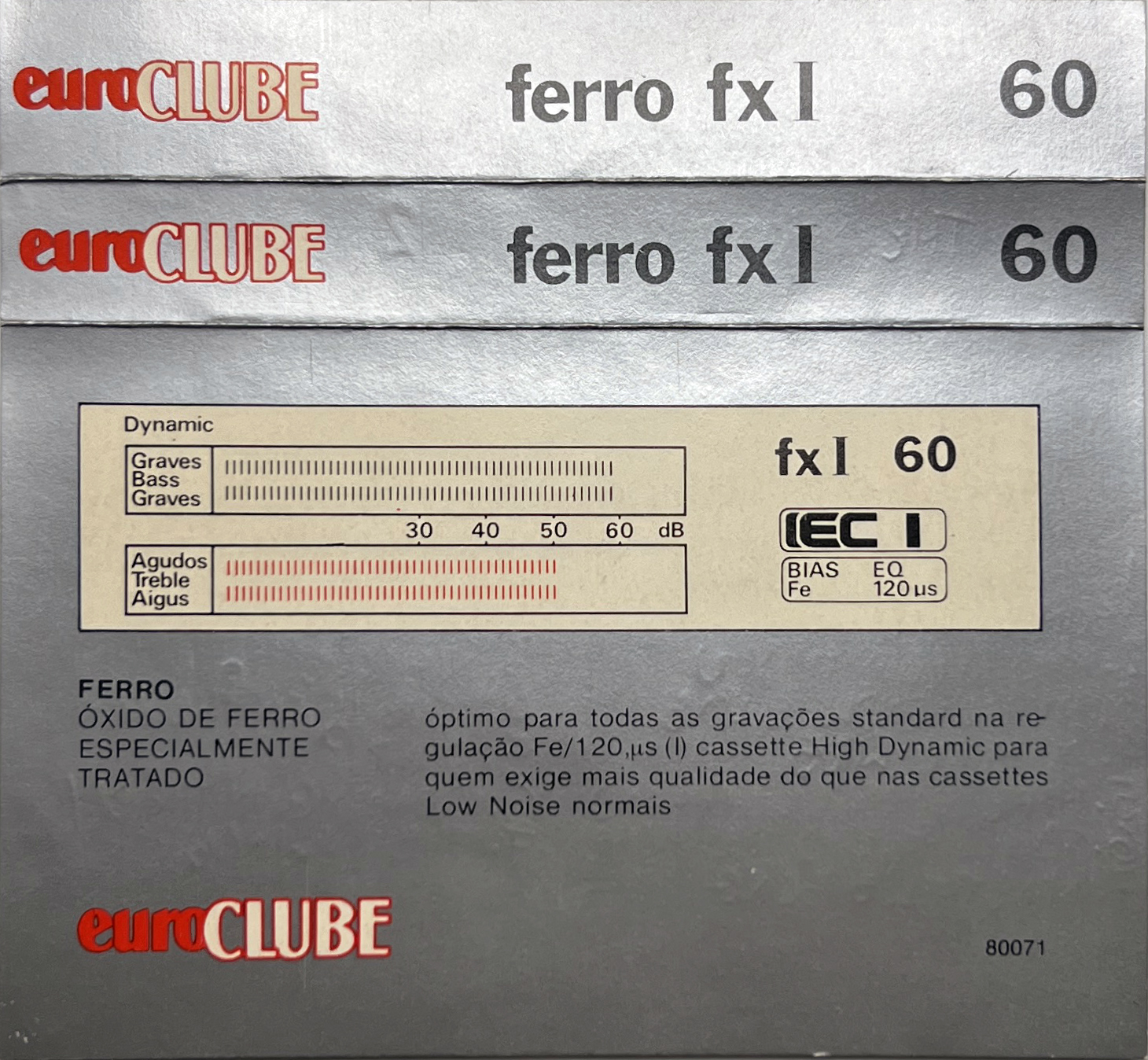 Compact Cassette Euroclube fx I 60 Type I Normal Portugal