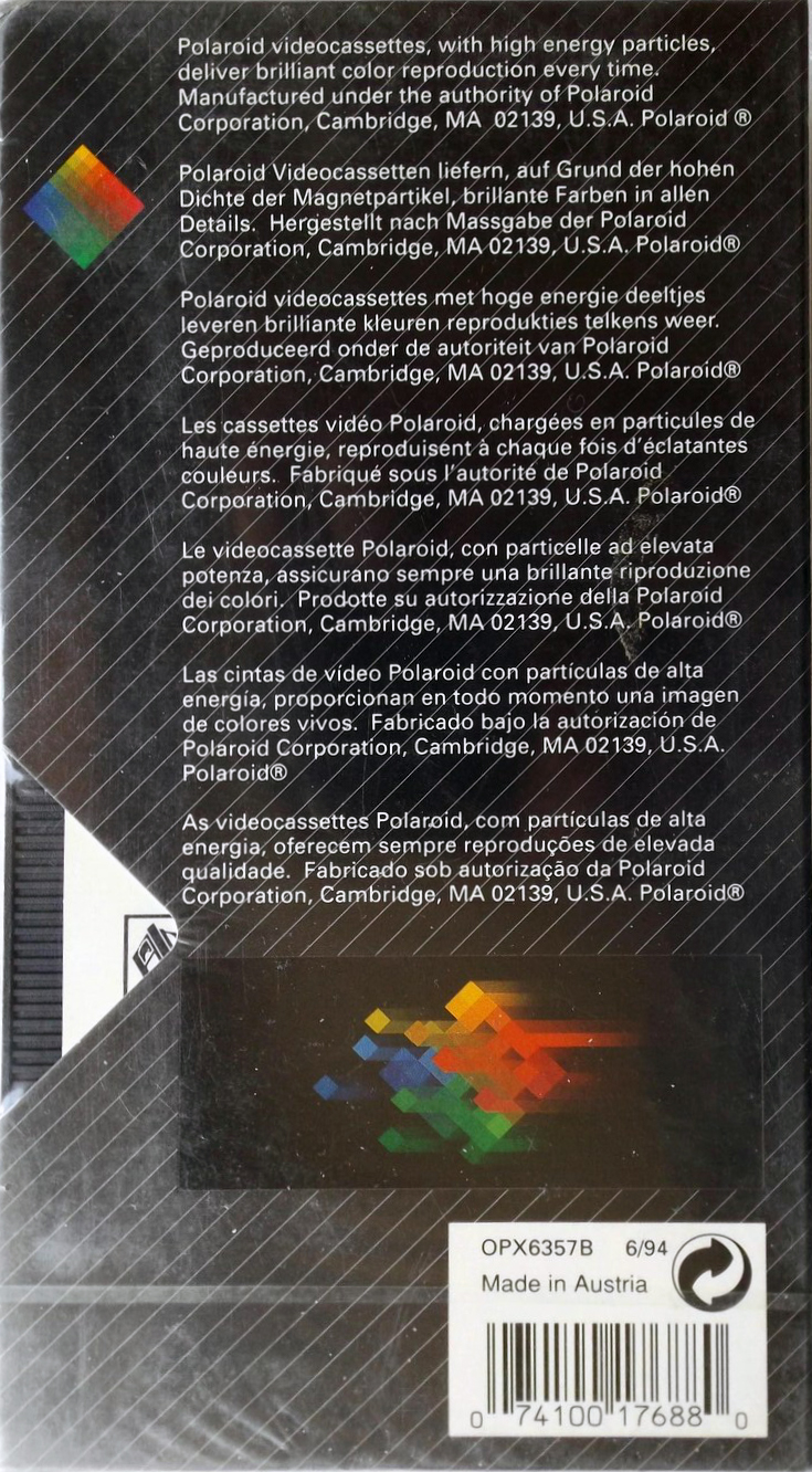 VHS, Video Home System Polaroid HQ 120 Type I Normal 1994 North America