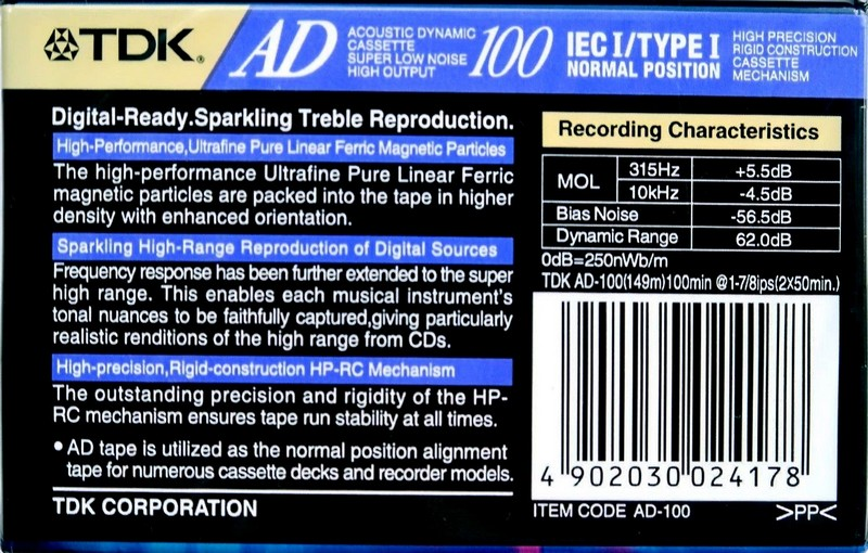 Compact Cassette: TDK  - AD 100