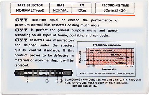 Compact Cassette CYY 60 Type I Normal China