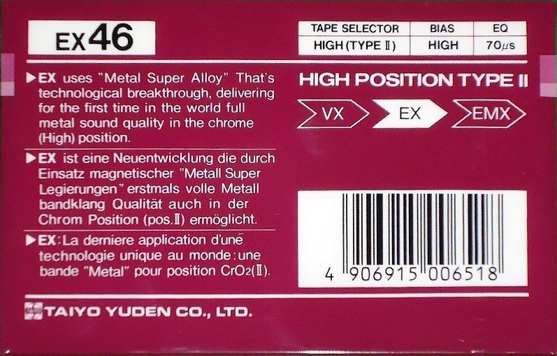 Compact Cassette Thats EX 46 Type II Chrome 1987 Europe