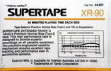 Compact Cassette SUPERTAPE XR 90 "44-922" Type I Normal 1988 Australia