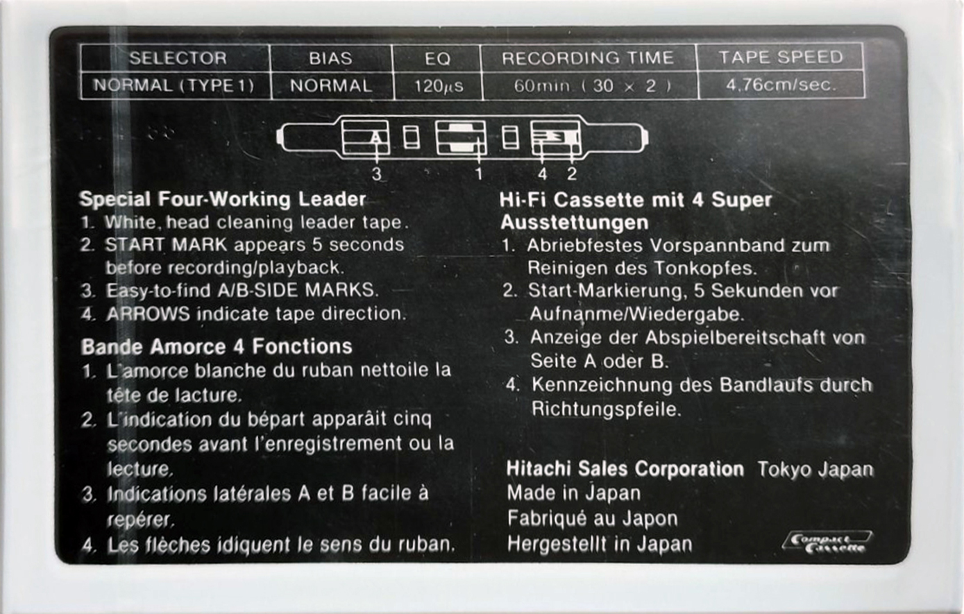 Compact Cassette Hitachi DL 60 Type I Normal 1983 Europe