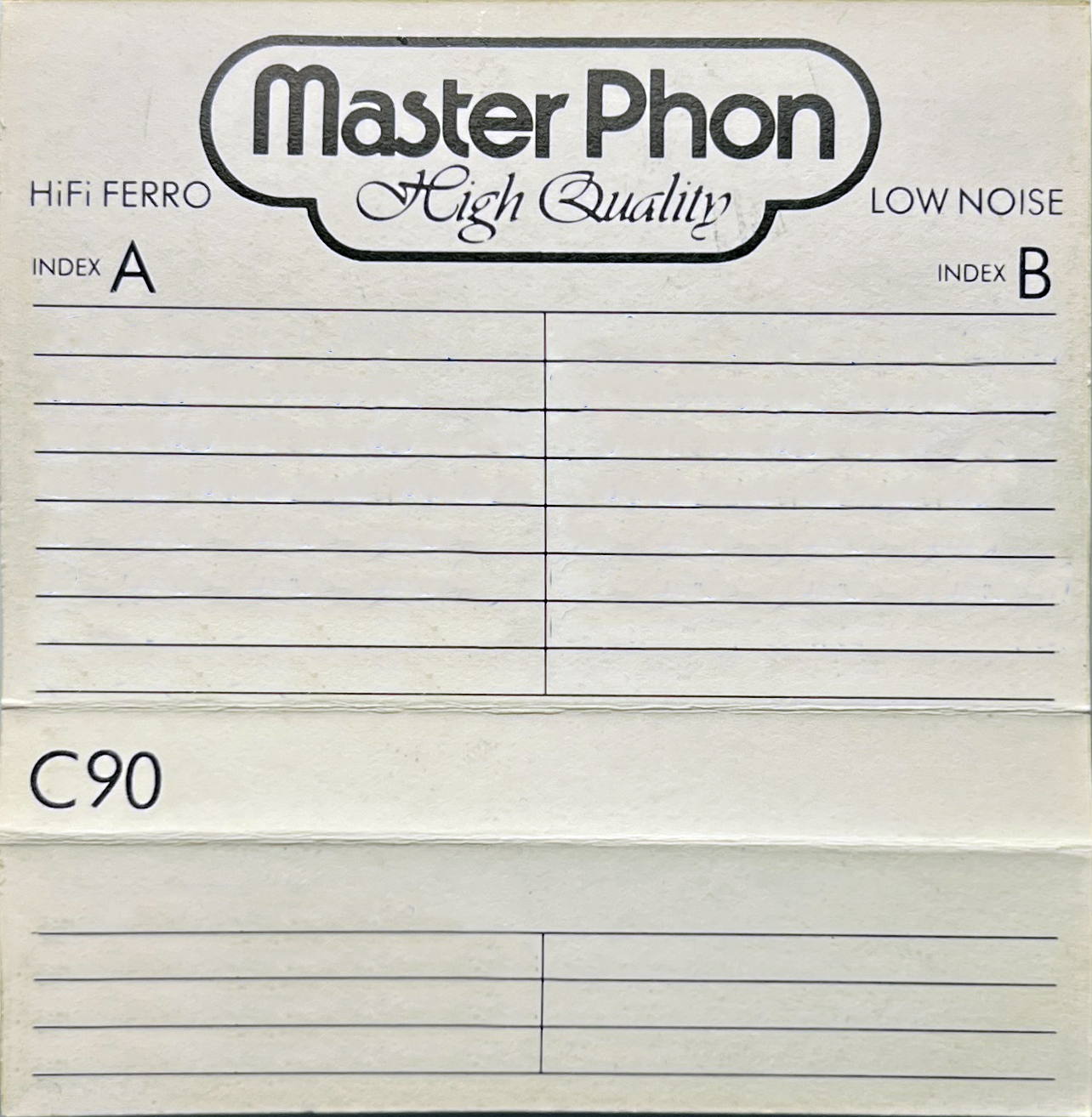Compact Cassette Master Phon 90 Type I Normal 1981 Hong Kong