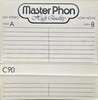 Compact Cassette Master Phon 90 Type I Normal 1981 Hong Kong
