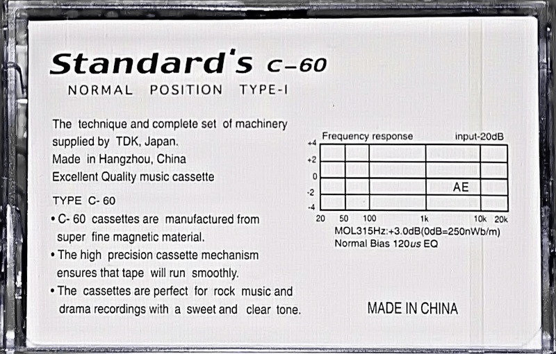 Compact Cassette Standards 60 Type I Normal China