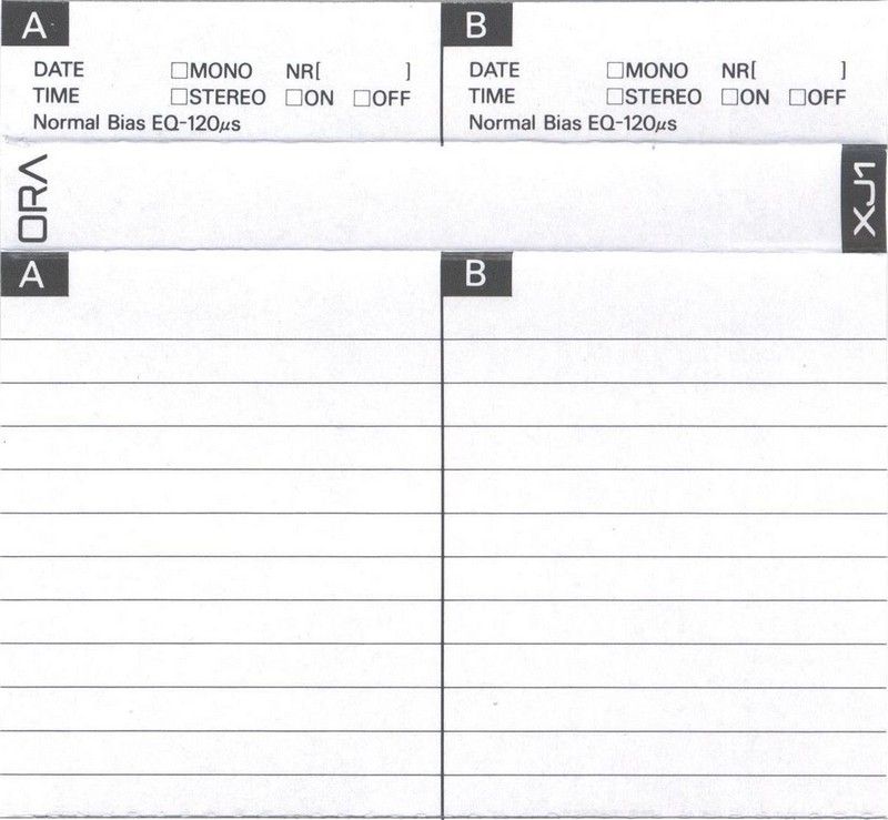 Compact Cassette Ora XJ 74 "C-74XJ1" Type I Normal 1992 Japan