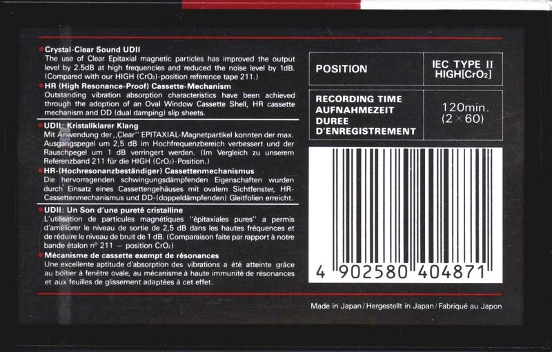 Compact Cassette Maxell UDII / UD2 120 Type II Chrome 1988 Europe