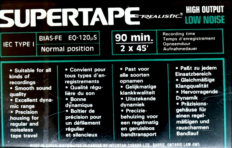 Compact Cassette SUPERTAPE 90 "44-8703" Type I Normal 1992 Europe
