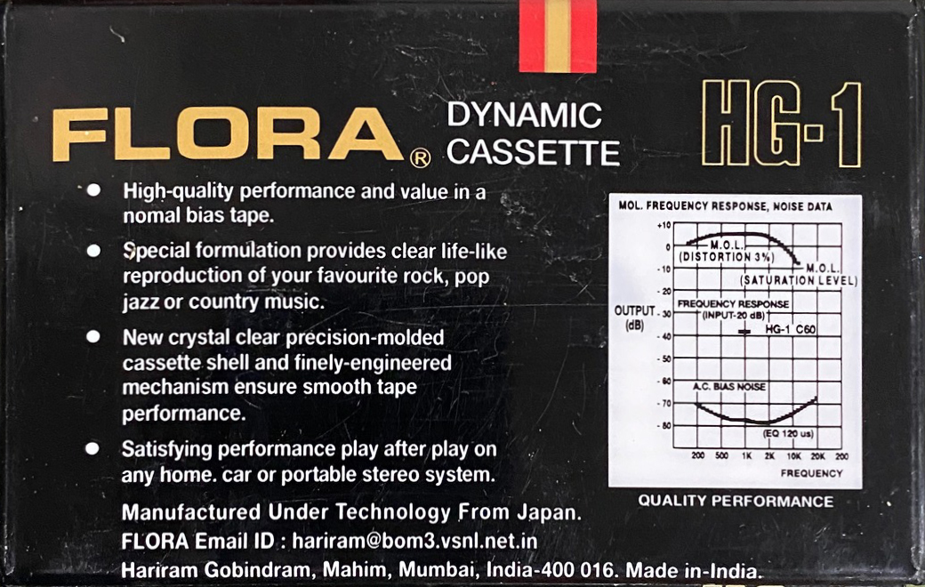 Compact Cassette Flora HG-1 60 Type I Normal India