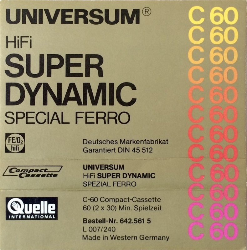 Compact Cassette Universum Super Dynamic 60 Type I Normal 1979 Europe