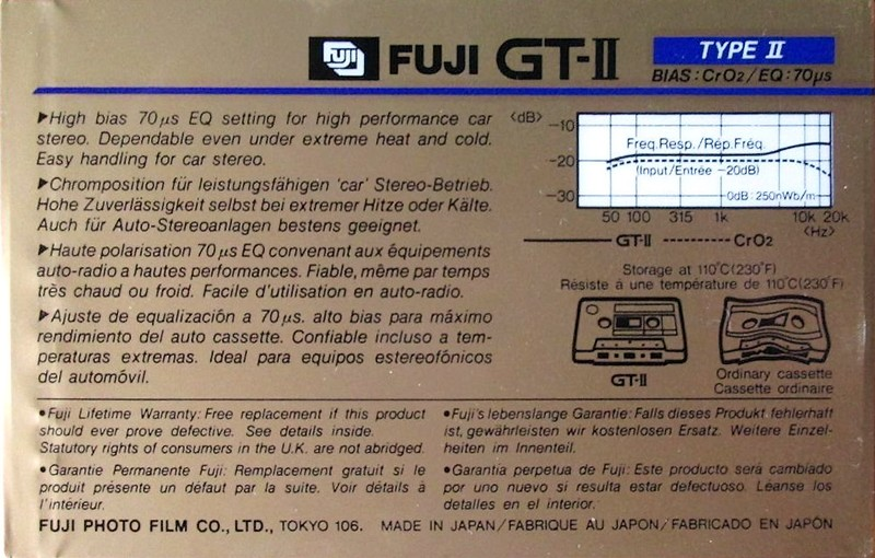 Compact Cassette Fuji GT-II 46 Type II Chrome 1982 Europe