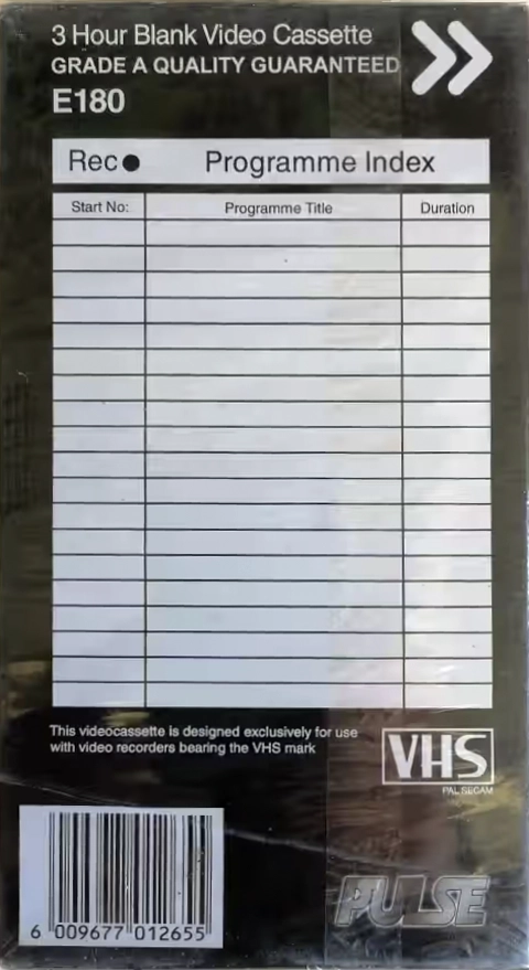 VHS, Video Home System Pulse 180 Type I Normal Southern Africa