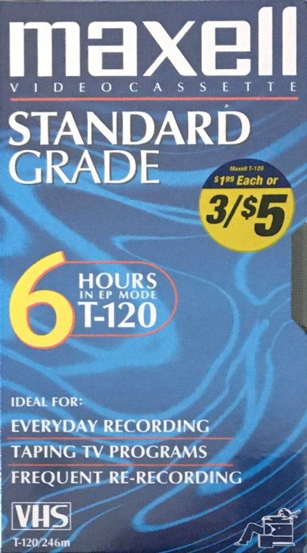 VHS, Video Home System Maxell Standard Grade 120 Type I Normal Latin America, North America