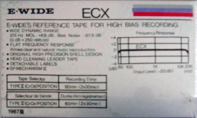 Compact Cassette E-Wide 60 "ECX" Type II Chrome 1987 Hong Kong