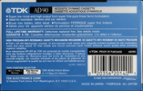 Compact Cassette TDK AD 90 Type I Normal 1988 North America