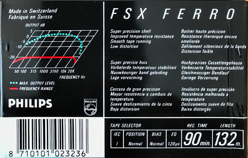 Compact Cassette Philips FSX 90 Type I Normal 1987 Europe