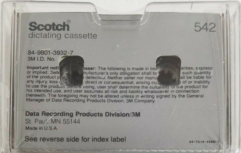 Compact Cassette Scotch 542 60 Dictating Cassette USA