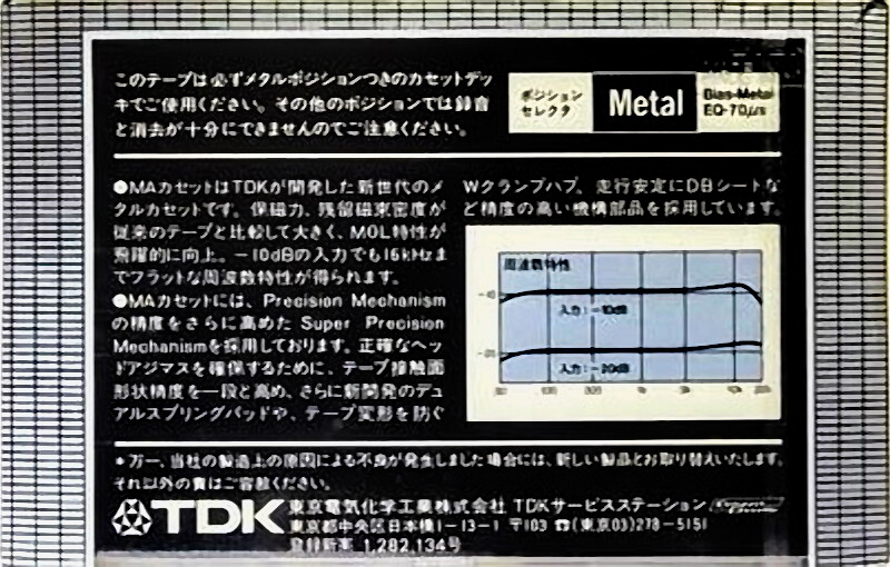 Compact Cassette TDK MA 60 Type IV Metal 1979 Japan