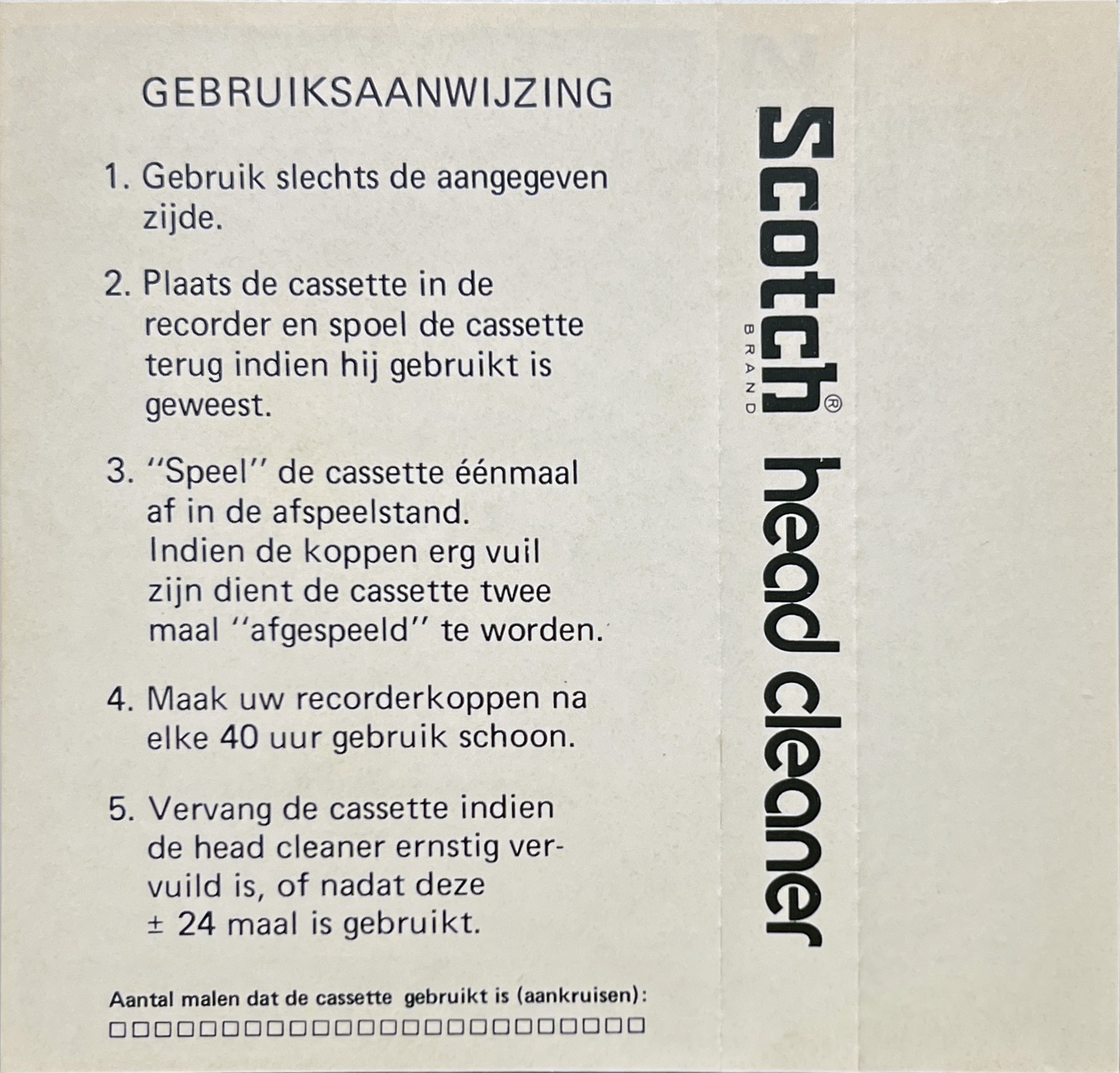 Compact Cassette Scotch Cleaning Cassette 1978 Netherlands