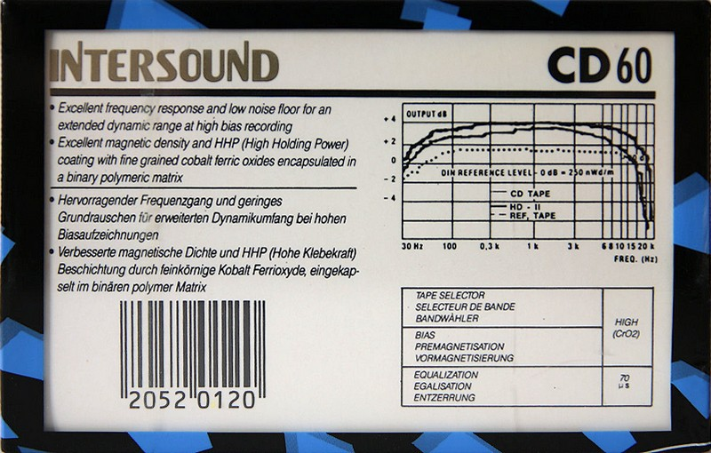 Compact Cassette Intersound CD 60 Type II Chrome 1990 Europe