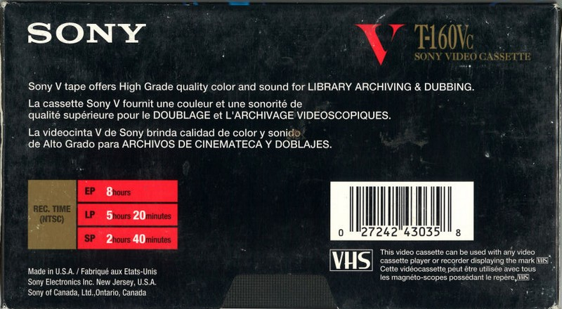 VHS, Video Home System: Sony  - V 160