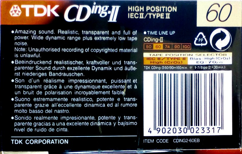 Compact Cassette: TDK  - CDing-II 60