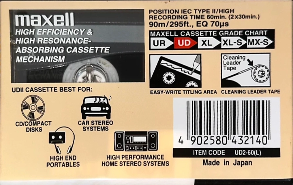 Compact Cassette Maxell UDII / UD2 60 "UD2-60(L)" Type II Chrome 2002 Europe