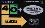 Compact Cassette Sony CDix IV 40 "C-40CDX4" Type IV Metal 1991 Japan