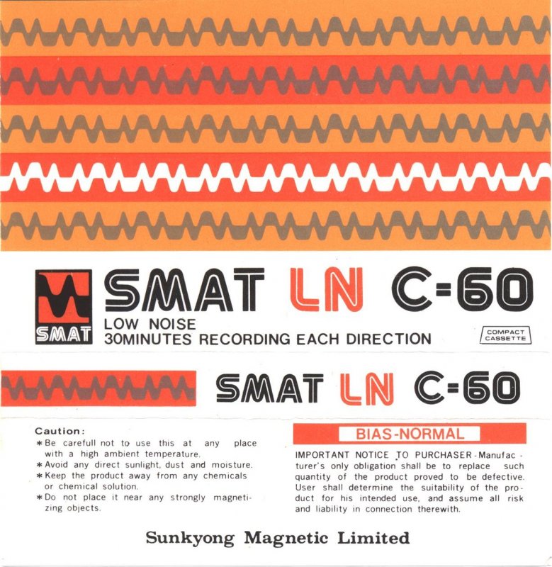 Compact Cassette Smat LN 60 Type I Normal 1974 South Korea