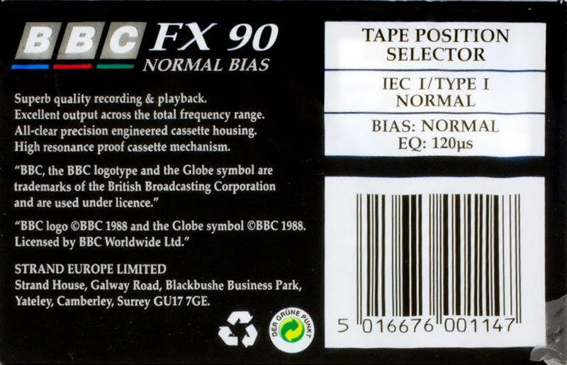 Compact Cassette BBC FX 90 Type I Normal 1988 UK