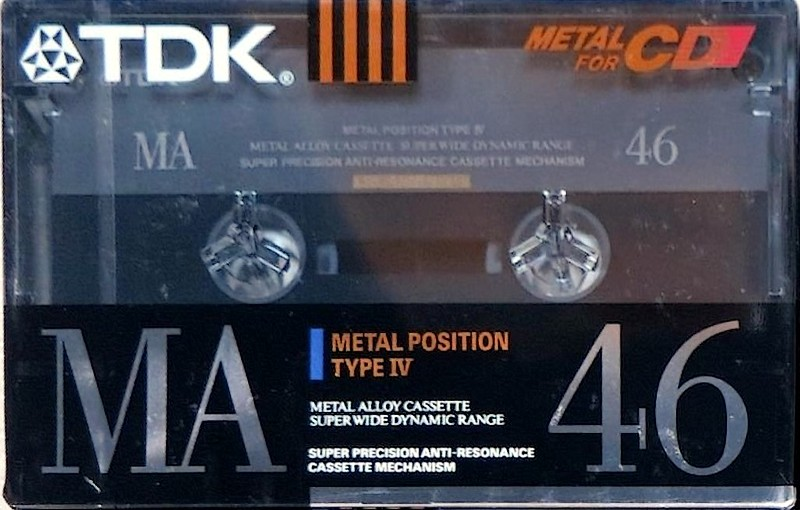 Compact Cassette TDK MA 46 "MA-46M" Type IV Metal 1990 Japan