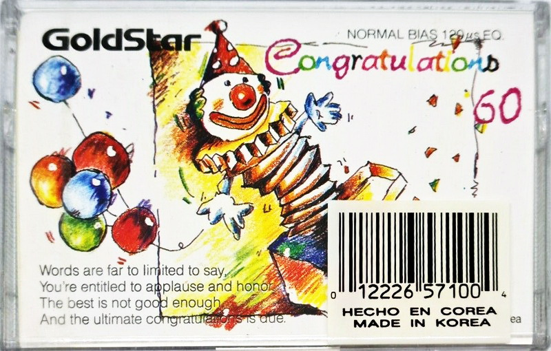 Compact Cassette Goldstar 60 "Congratulations" Type I Normal South Korea