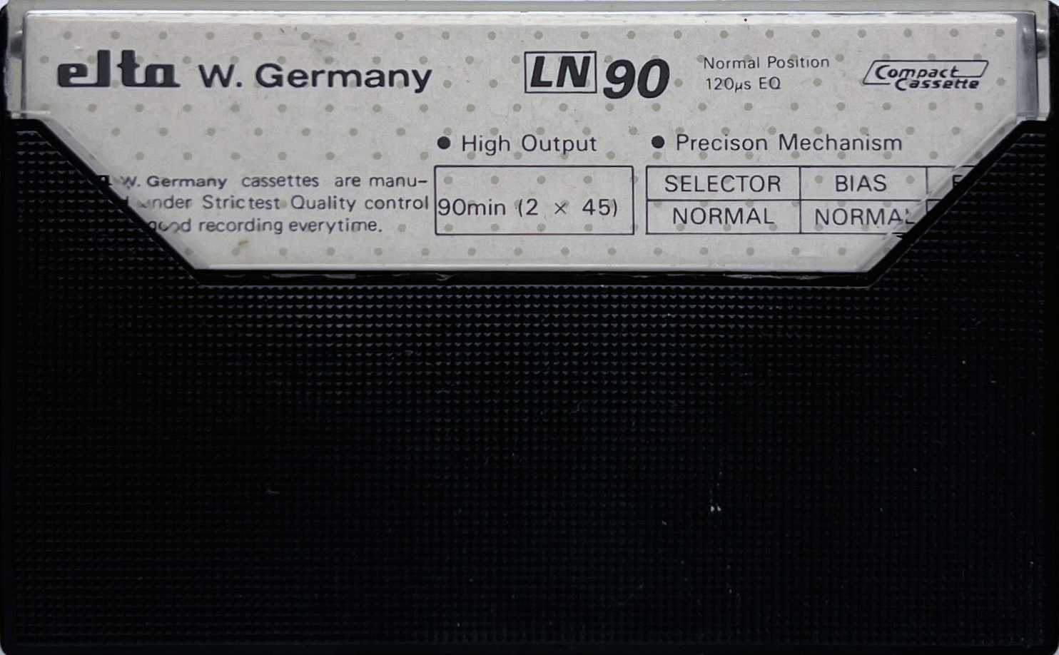 Compact Cassette Elta 90 "LN" Type I Normal 1992 Europe