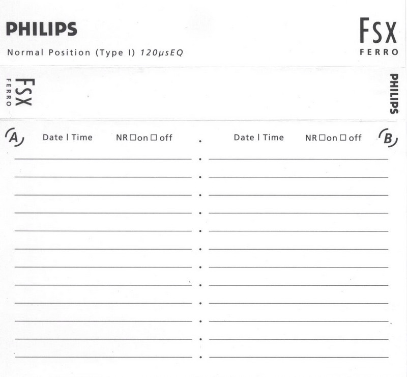 Compact Cassette Philips FSX 60 Type I Normal 1990 Europe