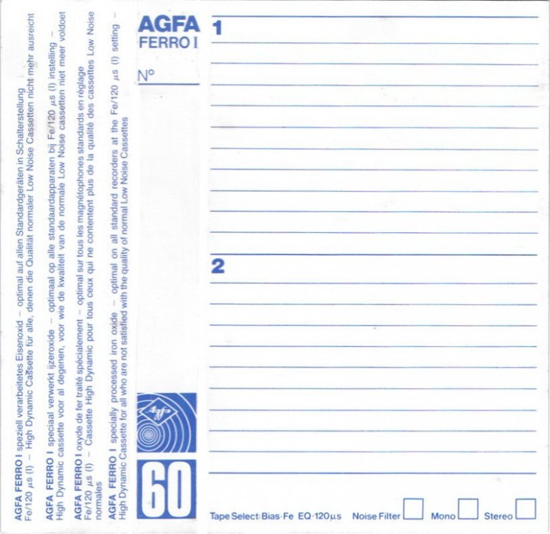 Compact Cassette AGFA Ferro I 60 Type I Normal 1978 Europe