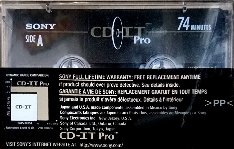 Compact Cassette Sony CD-IT PRO 74 "C-74CDP2A" Type II Chrome 1995 North America