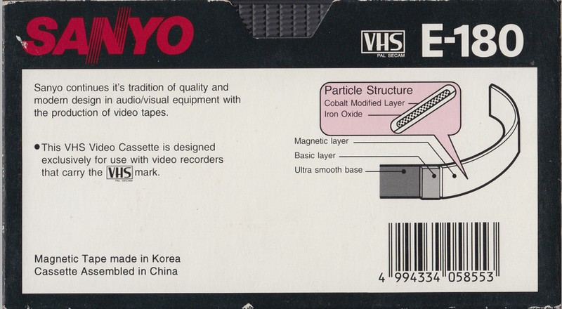 VHS, Video Home System:  Sanyo -  180