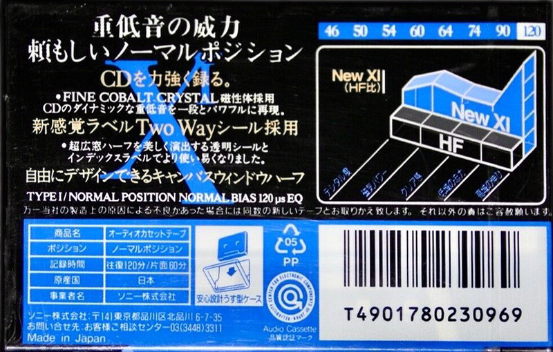 Compact Cassette Sony XI 120 "C-120X1A" Type I Normal 1993 Japan