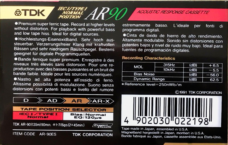 Compact Cassette: TDK  - AR 90