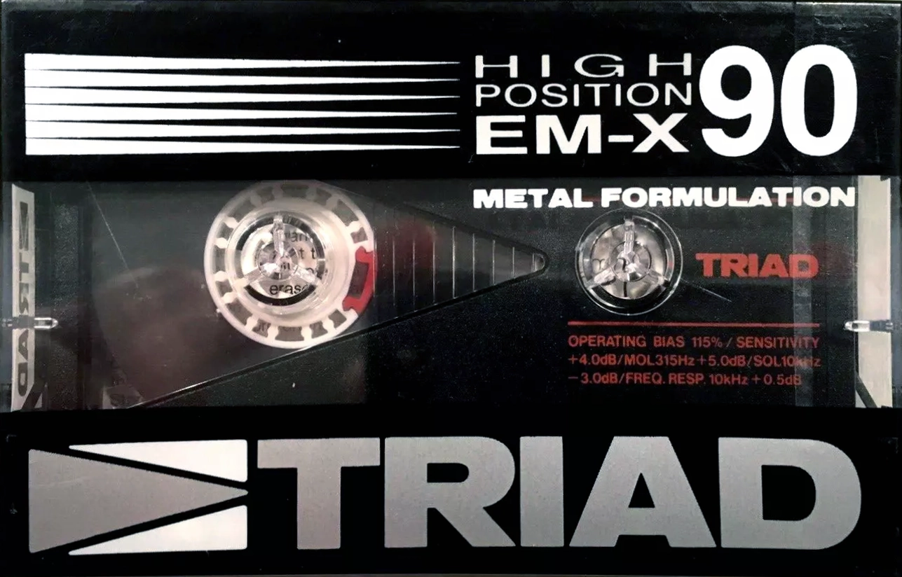 Compact Cassette Triad EM-X 90 Type II Chrome 1986 North America