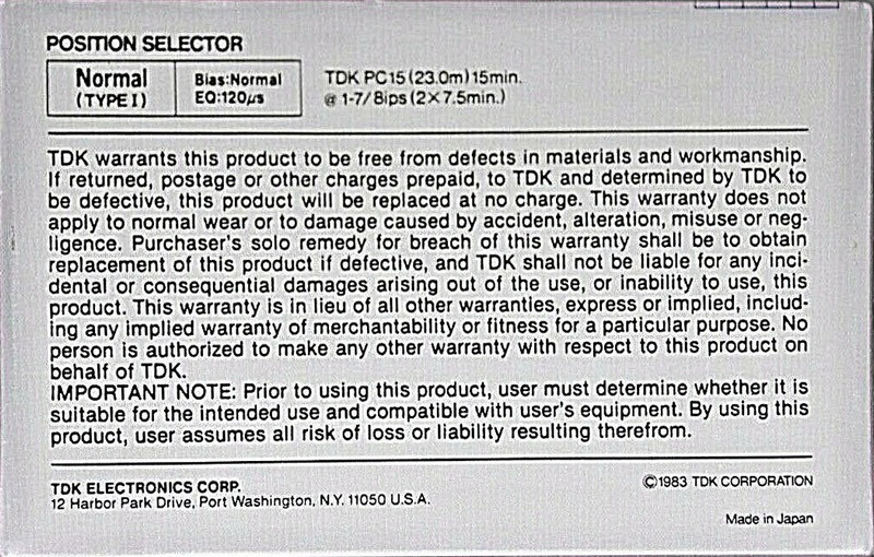 Compact Cassette: TDK  -  15