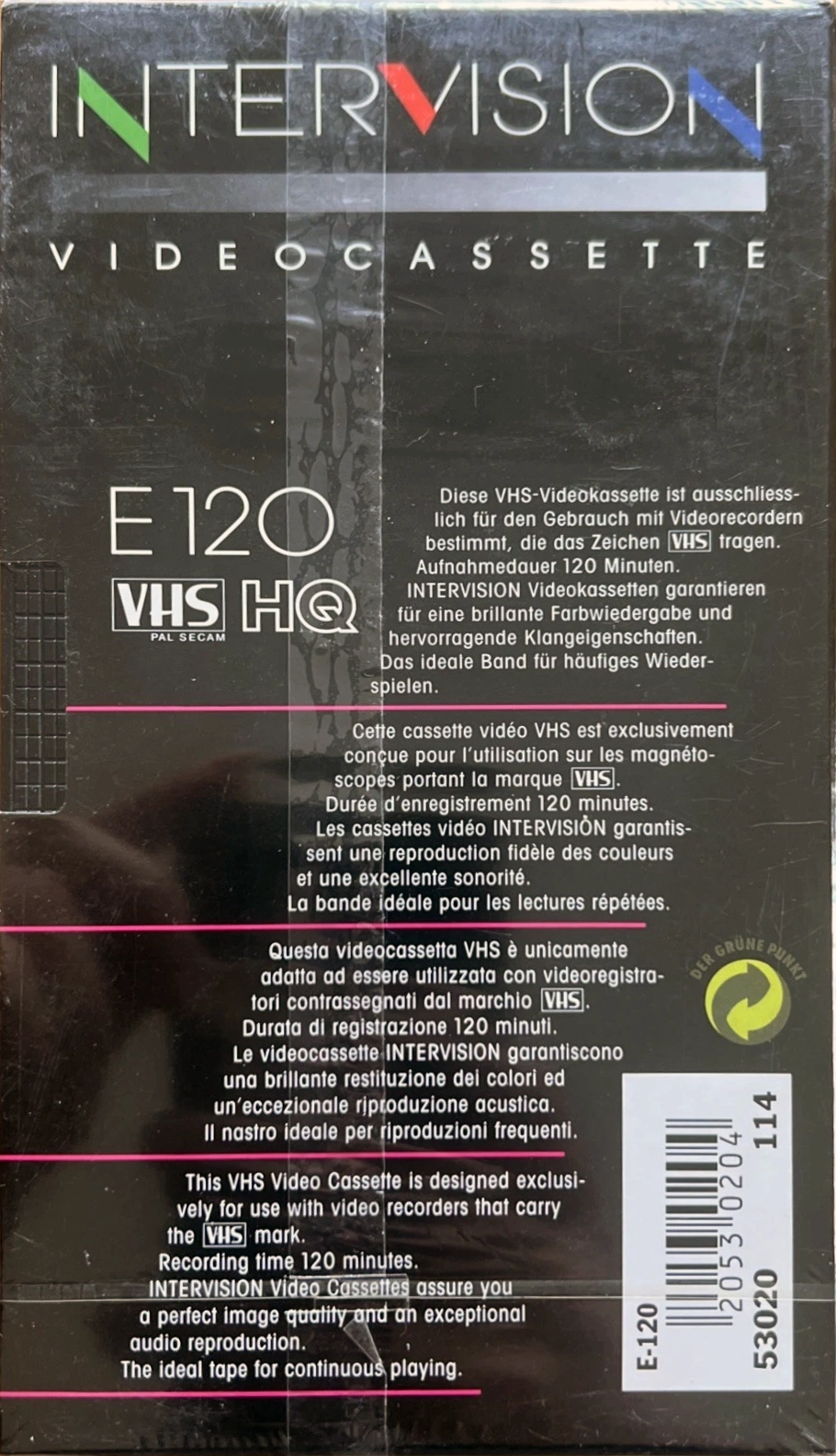 VHS, Video Home System Intervision 120 Type I Normal Europe