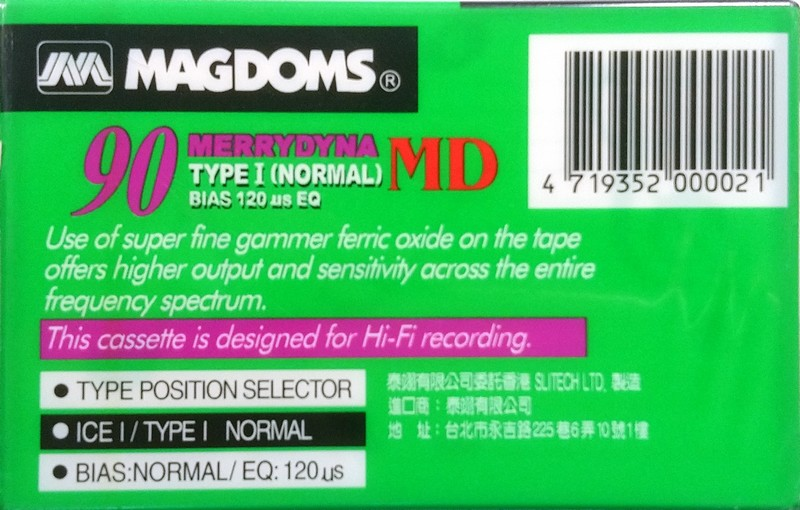 Compact Cassette Magdoms MD 90 Type I Normal Taiwan