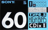 Compact Cassette Sony CDix II 60 Type II Chrome 1990 Japan